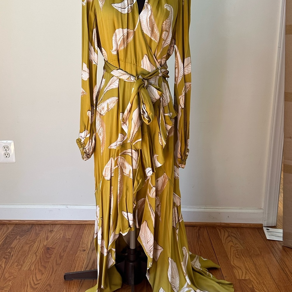 Elegant Olive Green Wrap Dress